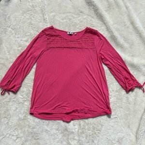 Reitmans Raspberry Boho Blouse Size Medium | Tie-Cuff Sleeves | Great Condition